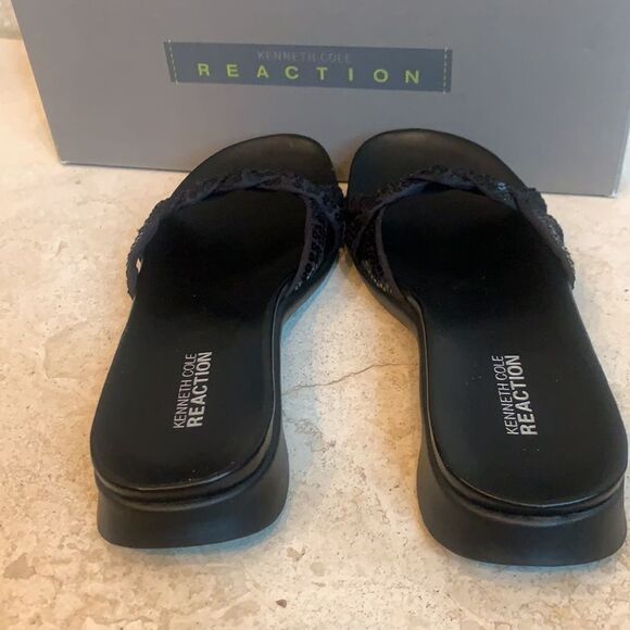 Kenneth Cole Reaction Glamster black sequin braided strap sandals. New in box. 6 - Picture 4 of 5